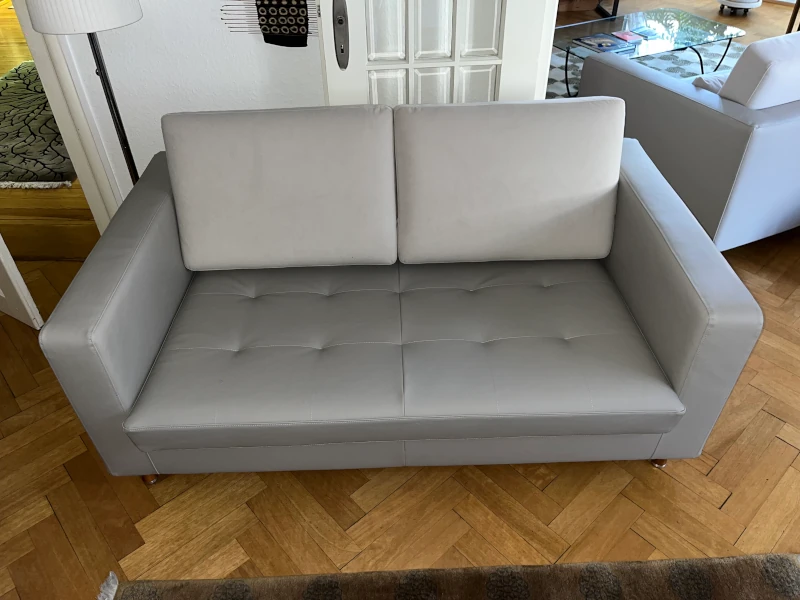 rénovation canapé en cuir bicolore après